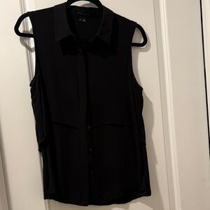 Theory Black Sleeveless Button-Front Top